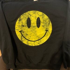 Altar’d State Black Sweatshirt with Yellow Smiley Face Size M